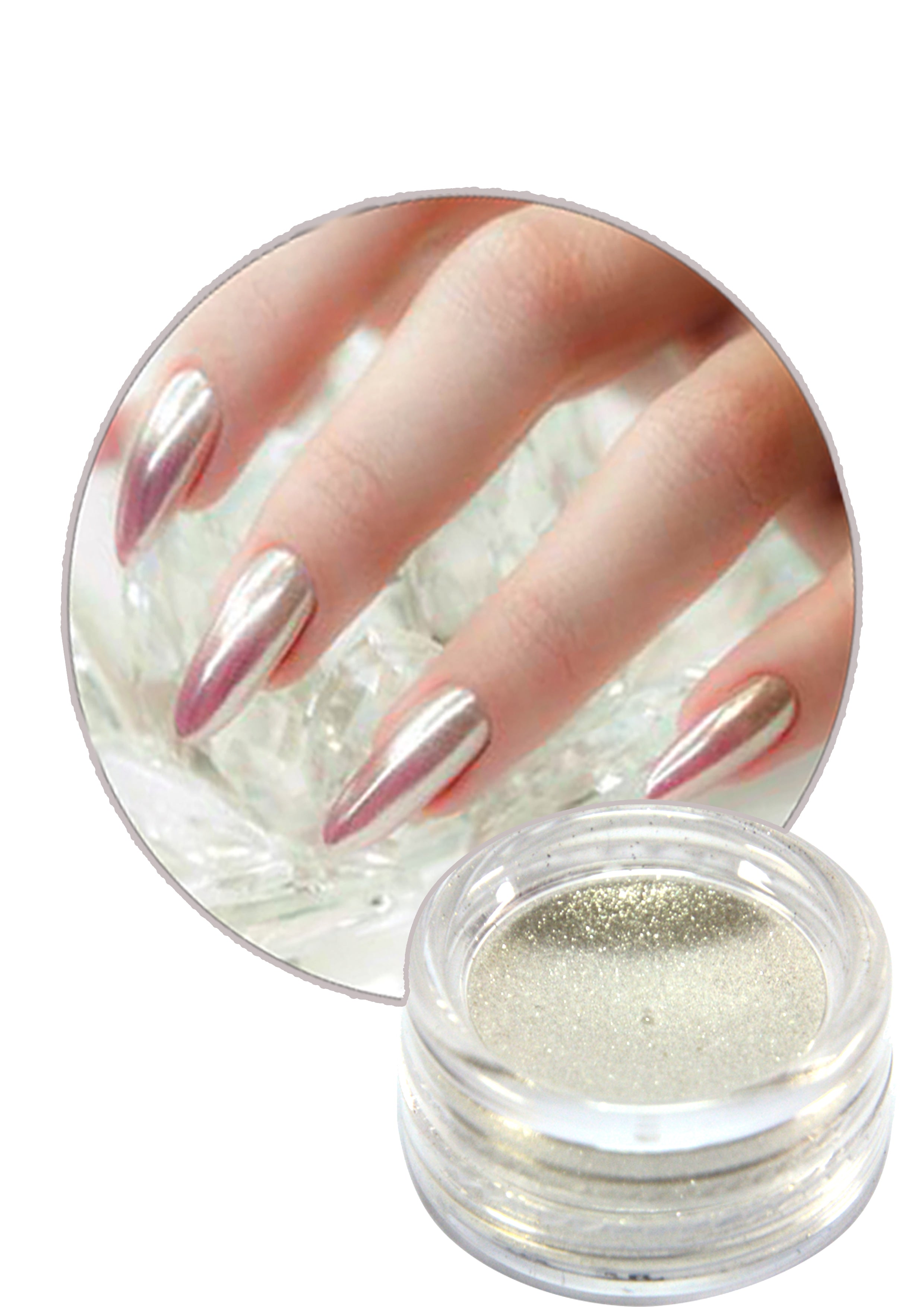 MIRROR DUST SILVER NAIL ART