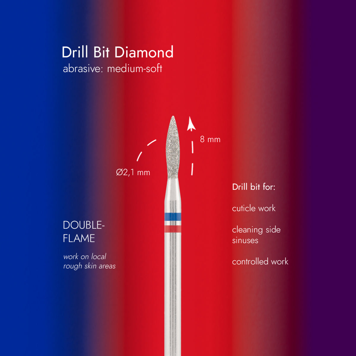 DIAMOND DRILL BIT - FLAME (RED/BLUE, MEDIUM )